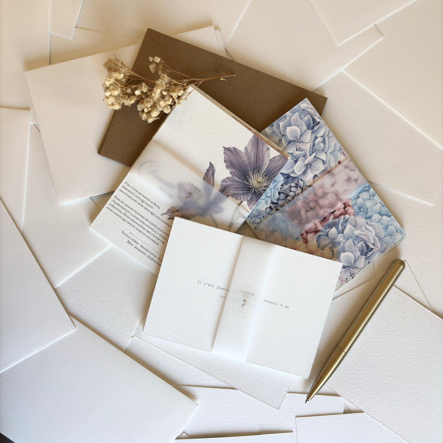 Cartes de correspondance — lot de 8 cartes & enveloppes