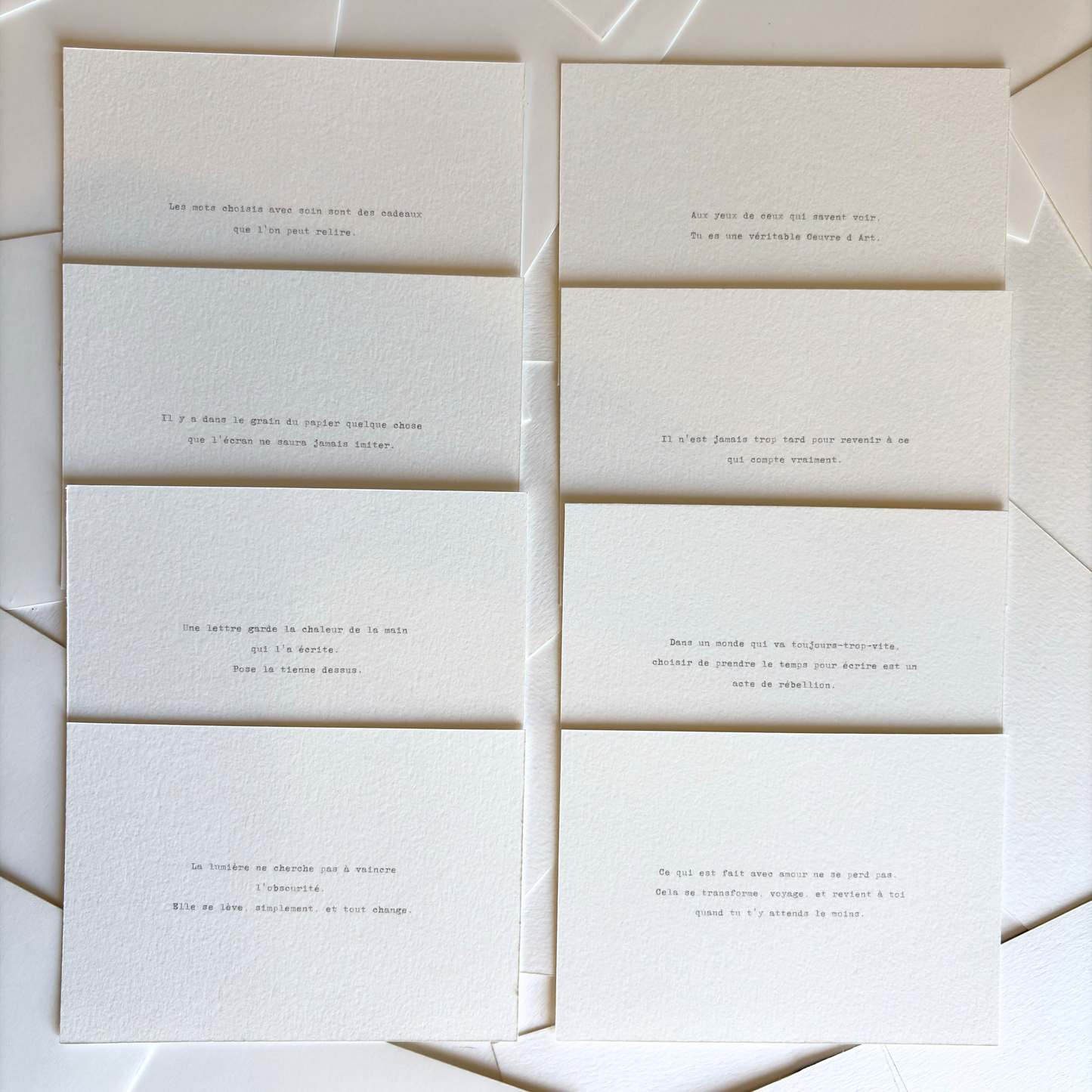 Cartes de correspondance — lot de 8 cartes & enveloppes